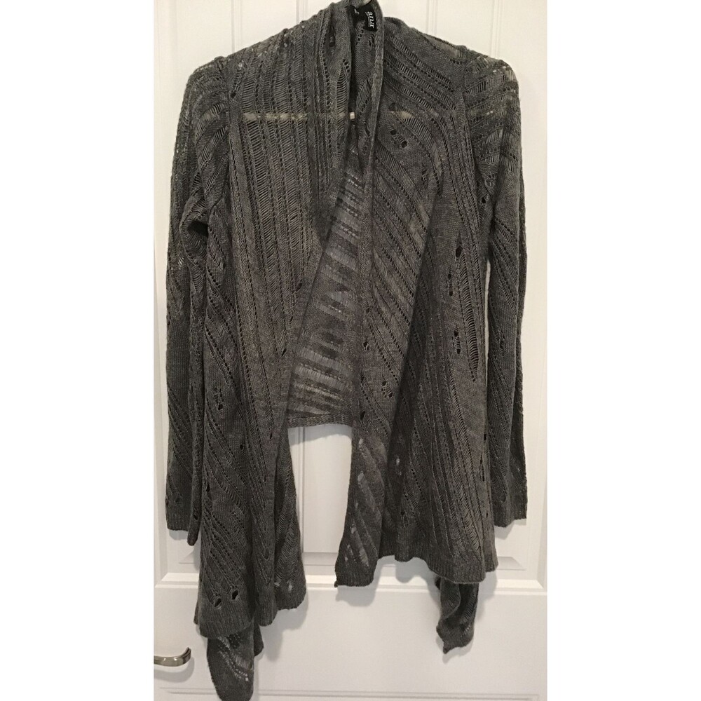 EUC A.N.A Women’s Gray Sheer Large-Knit Lightweight Open Sweater/Shrug Sz Medium